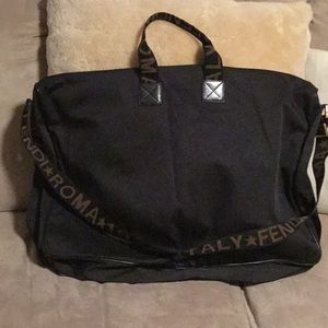 FENDI Travel Shoulder Hand Bag Black Nylon Canvas
